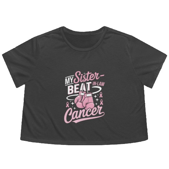 My Sister-In-Law Beat Cancer Breast Cancer Flowy Cropped Tees