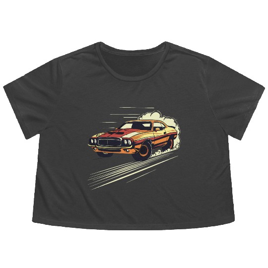 Classic Muscle Car in Action Flowy Cropped Tees