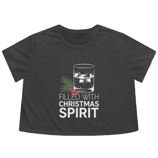 Filled With Christmas Spirit Festive Cheer Artwork Flowy Cropped Tees