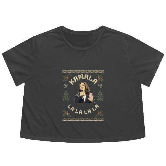 Kamala Harris singing Christmas Carol Flowy Cropped Tees
