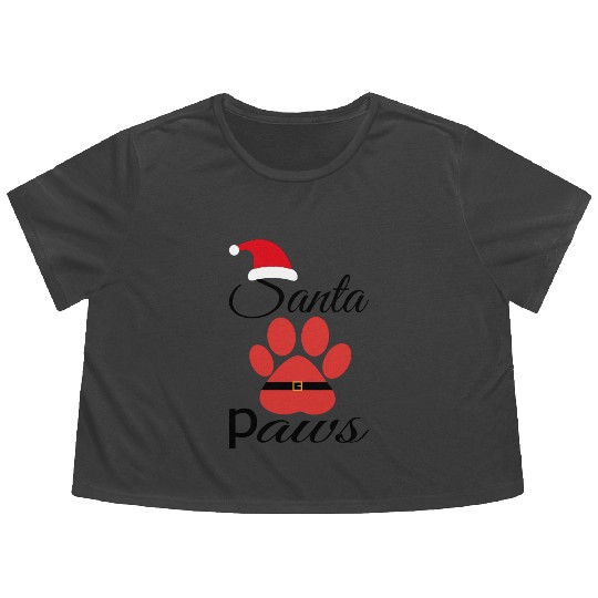 Santa Paws Flowy Cropped Tees, Christmas for Pet lover santa