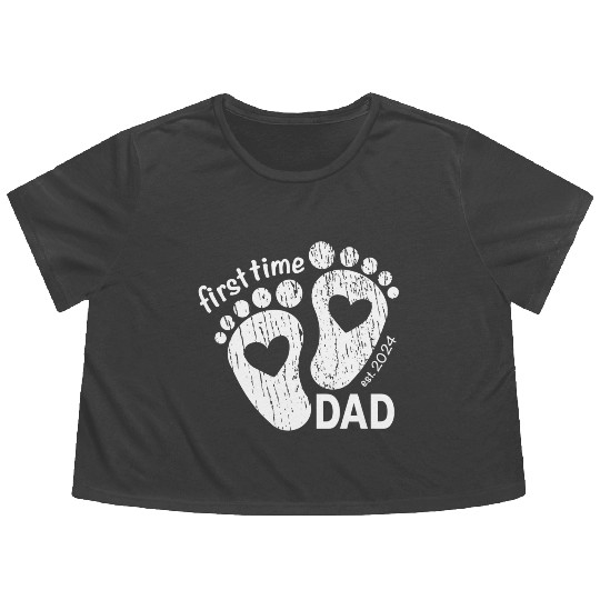 First time dad - newborn father design 2024 Flowy Cropped Tees