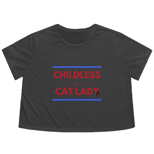 Childless cat lady Flowy Cropped Tees