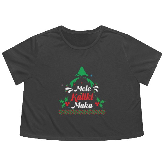 Mele Kalikimaka Flowy Cropped Tees For Women Hawaiian Hawaii Chri