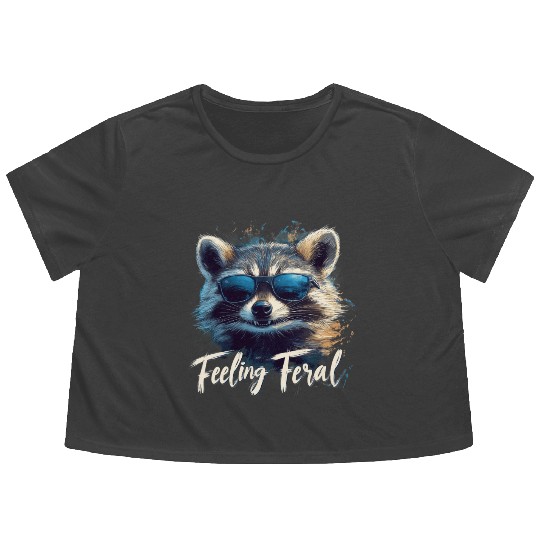 Feeling Feral Raccoon Flowy Cropped Tees