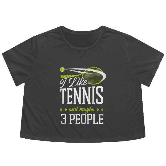 Funny Tennis Player Racket I Like Flowy Cropped Tees