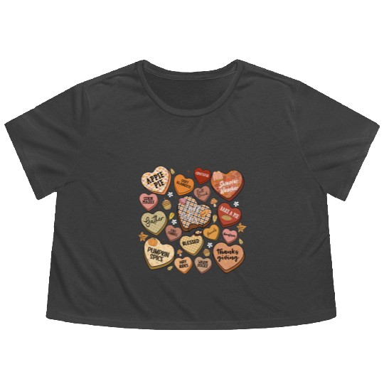 fall candy hearts Flowy Cropped Tees