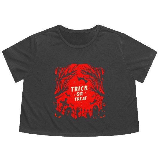 Trick or Treat Graveyard Flowy Cropped Tees