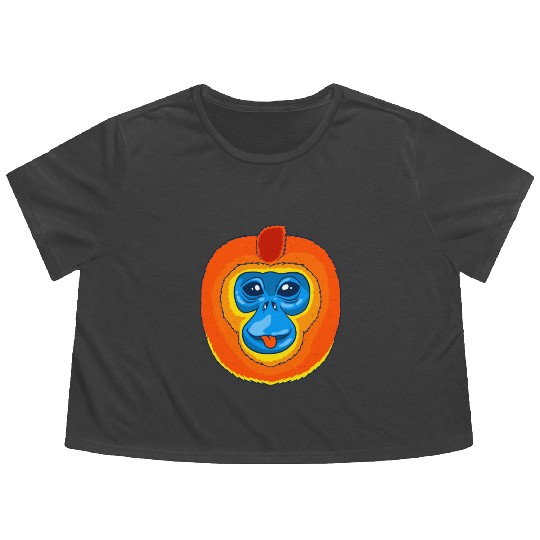 Cute Golden Snub Nosed Monkey Face Flowy Cropped Tees