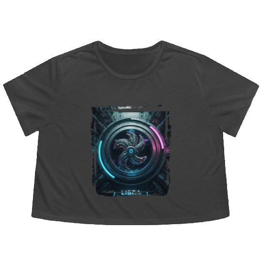 Zodiac sign Libra in cyberpunk era Future Flowy Cropped Tees