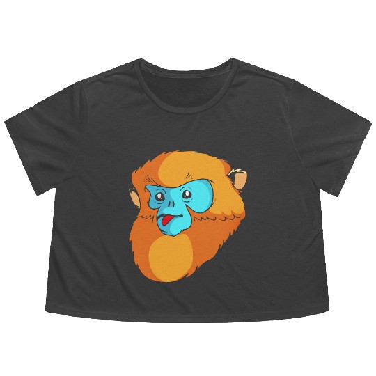 Cute Monkey Face Golden Snub Nosed Monkey Lover Flowy Cropped Tees