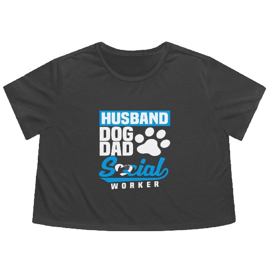 Husband Dog Dad Social Worker Flowy Cropped Tees