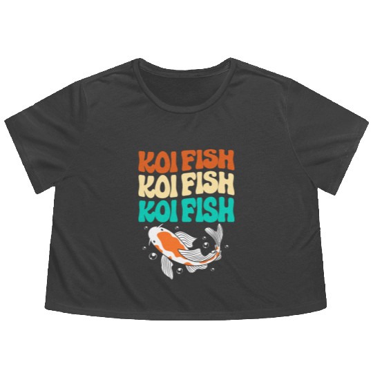 Retro Colorful Koi Fish Japanese Koi Carp Fish Flowy Cropped Tees
