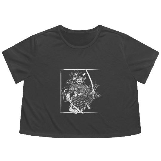 Kanji Japan Katana Sword Ninja Samurai Flowy Cropped Tees