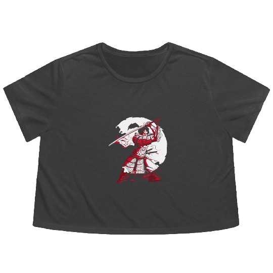 Kanji Japan Katana Sword Ninja Samurai Flowy Cropped Tees