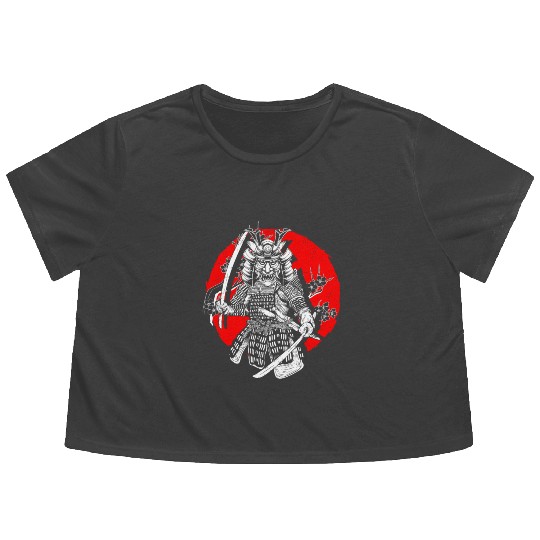 Kanji Katana Oni Demon Ninja Samurai Flowy Cropped Tees