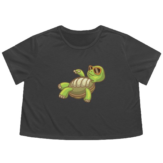 Sea Turtle Ocean Beach Relaxing Turtle Flowy Cropped Tees