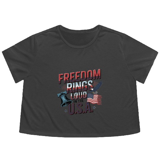 Freedom Rings Loud in the U.S.A. – Patriotic Flowy Cropped Tees