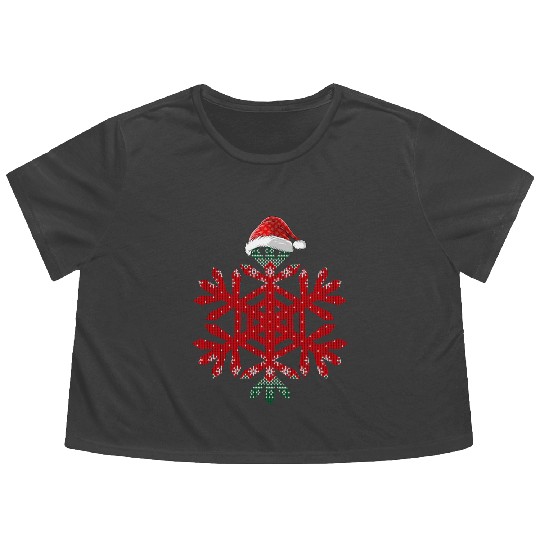 Christmas Buffalo Plaid Snowflakes Santa hat Flowy Cropped Tees
