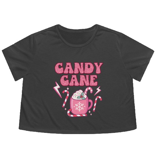 Christmas Candy Cane Santa Xmas kids Women Men Flowy Cropped Tees