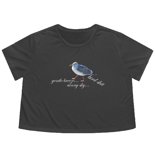 sun sea atlantic coast seagull holidays bird shit Flowy Cropped Tees