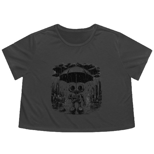 Lonely robot Flowy Cropped Tees