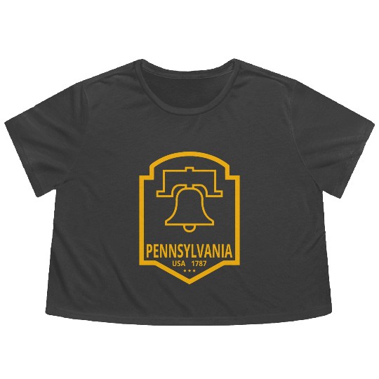Vintage Pennsylvania Emblem with Liberty Bell Flowy Cropped Tees