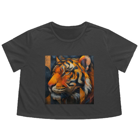 Cubist Tiger Flowy Cropped Tees