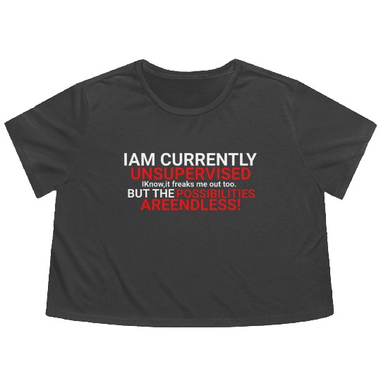 I'm Currently Unsupervised Novelty Graphic Sarcast Flowy Cropped Tees