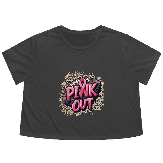 Pink Out Breast Cancer Football Coquette Bow Mom Flowy Cropped Tees