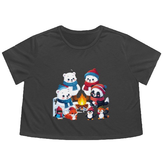 Winter Wonderland Critters Flowy Cropped Tees