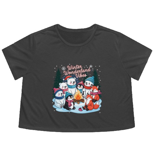 Winter Wonderland Snowflake Flowy Cropped Tees