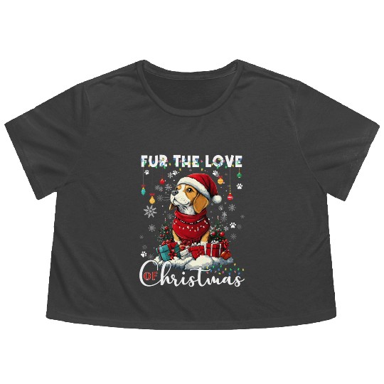 Beagle Christmas Tree Lights Decorations Dog Lover Flowy Cropped Tees