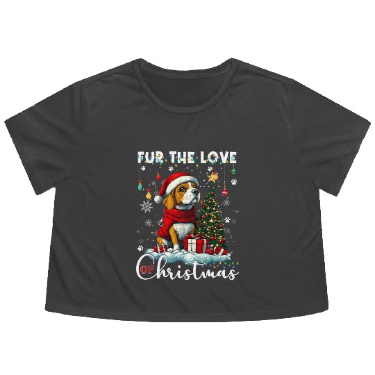 Beagle Christmas Tree Lights Decorations Dog Lover Flowy Cropped Tees
