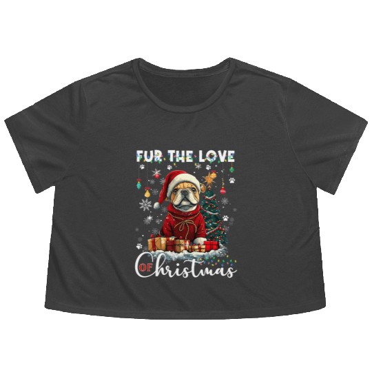 French Bulldog Christmas Tree Decoration Dog Lover Flowy Cropped Tees