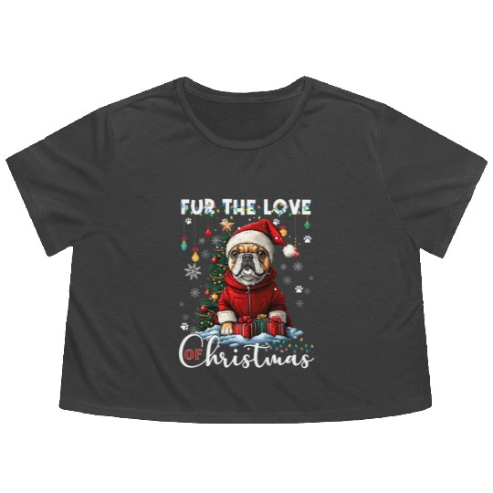French Bulldog Christmas Tree Decoration Dog Lover Flowy Cropped Tees