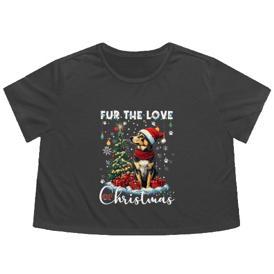 German Shepherd Christmas Tree Decorations Dog Flowy Cropped Tees