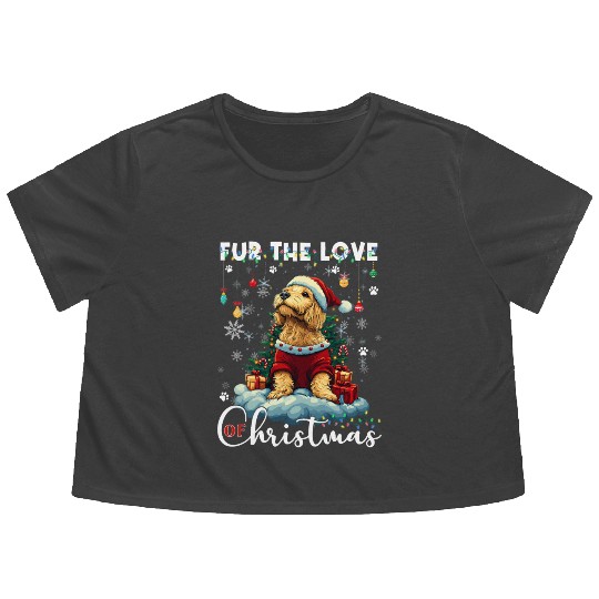 Golden Retriever Christmas Tree Decorations Dog Flowy Cropped Tees