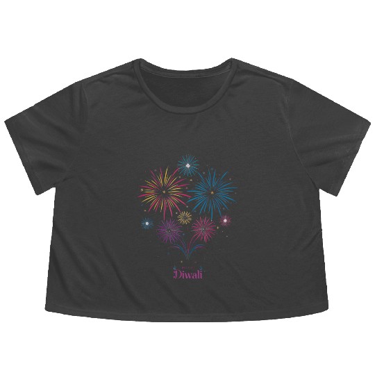Joyous Fireworks for Diwali Festival Flowy Cropped Tees