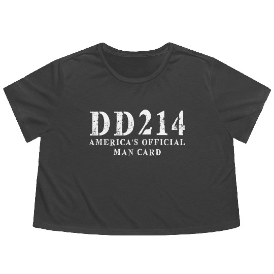 DD214 America s Official Man Card Flowy Cropped Tees
