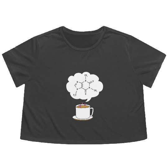 Organic Chemistry Coffee Lover Caffeine Molecule Flowy Cropped Tees