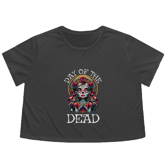 Day of the Dead Karnival, Halloween and Día de los Flowy Cropped Tees