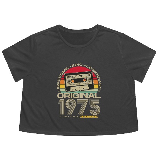 Vintage 1975 born Retro 50th birthday Flowy Cropped Tees