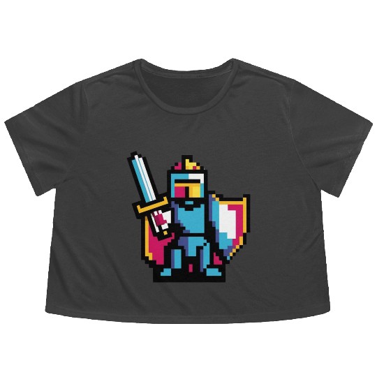knight pixel art Flowy Cropped Tees
