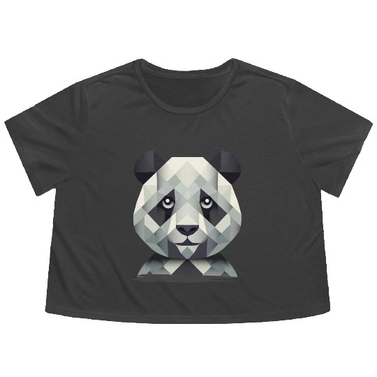 Gentle power: Panda in geometric art Flowy Cropped Tees