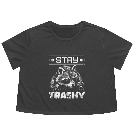 Stay trashy raccoon Flowy Cropped Tees