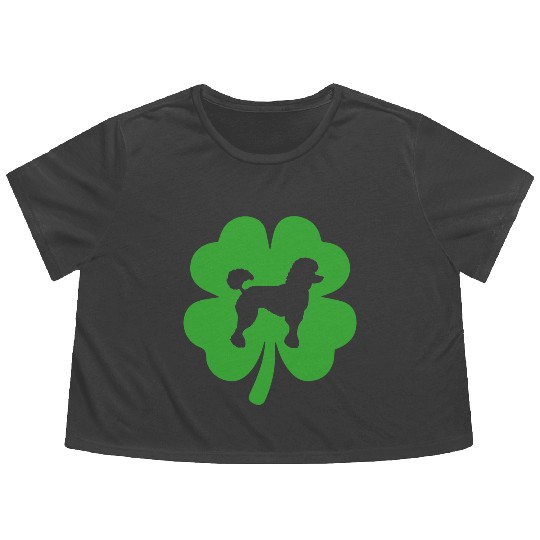 Poodle Shamrock St Patrick's day Dogs Lover Flowy Cropped Tees