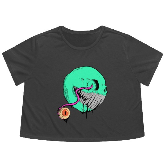 Cringe Zombie Pac Man Flowy Cropped Tees