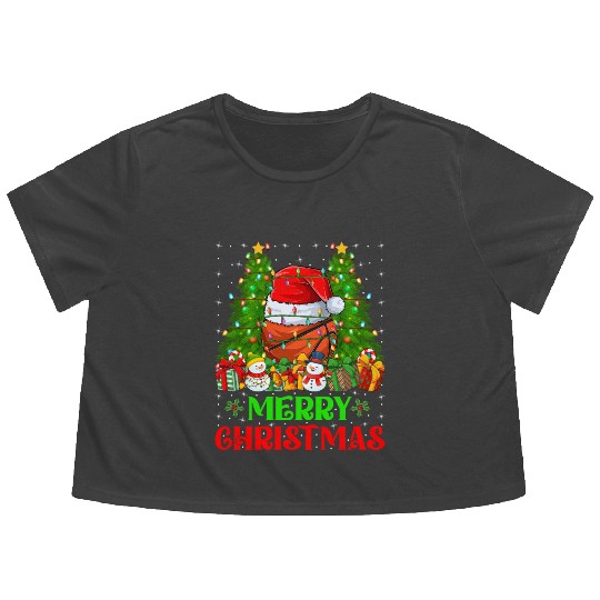Basketball Christmas Flowy Cropped Tees