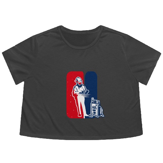 major league welder sticker Iconic Welder Design T Flowy Cropped Tees